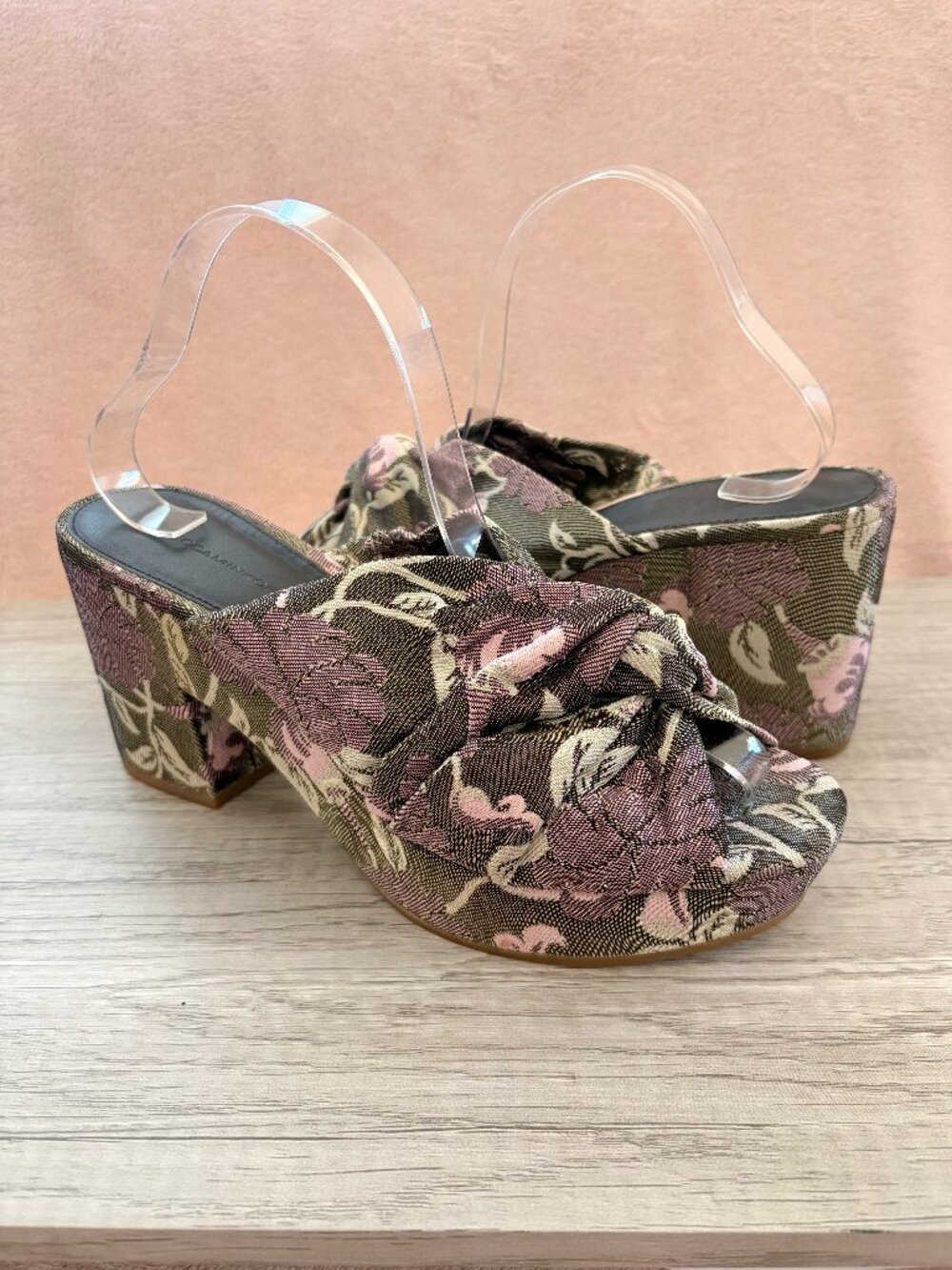 Rebecca Minkoff Jaden Floral Green Jacquard Block Heel Slide NOSIZE Probably 9.5